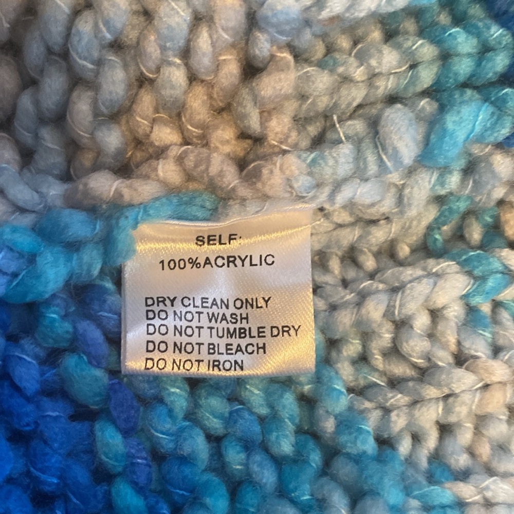 O&O Blue Multicolor Oversized Drop Shoulders Stripe Cable Knit Sweater Top NWT - Picture 13 of 13
